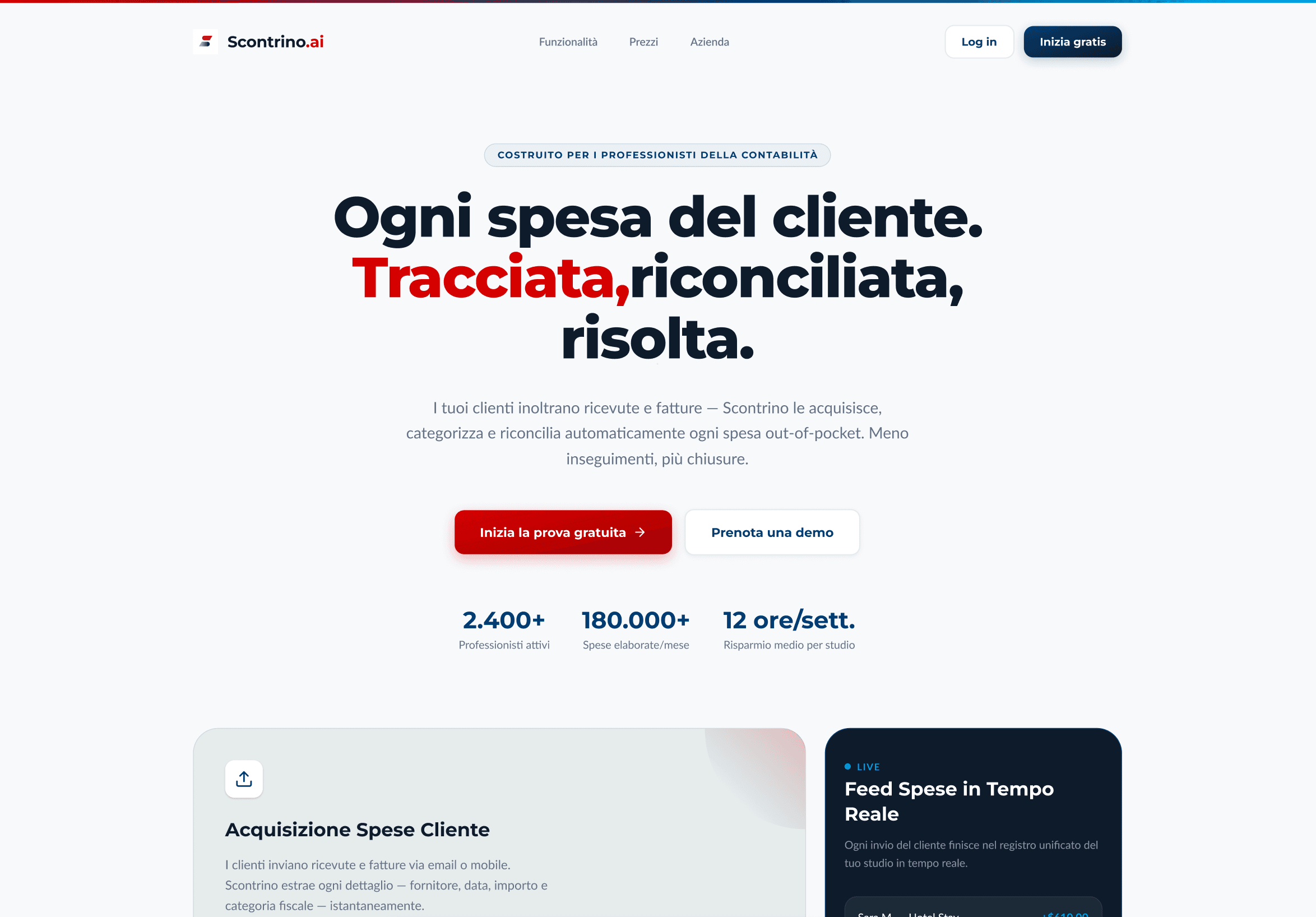 Scontrino.ai landing page for receipt management